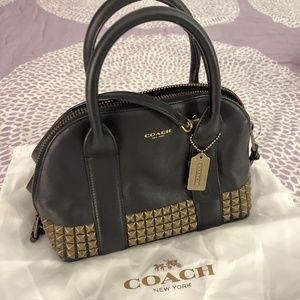 Women's Black Bleecker mini Preston satchel in Studded leather
